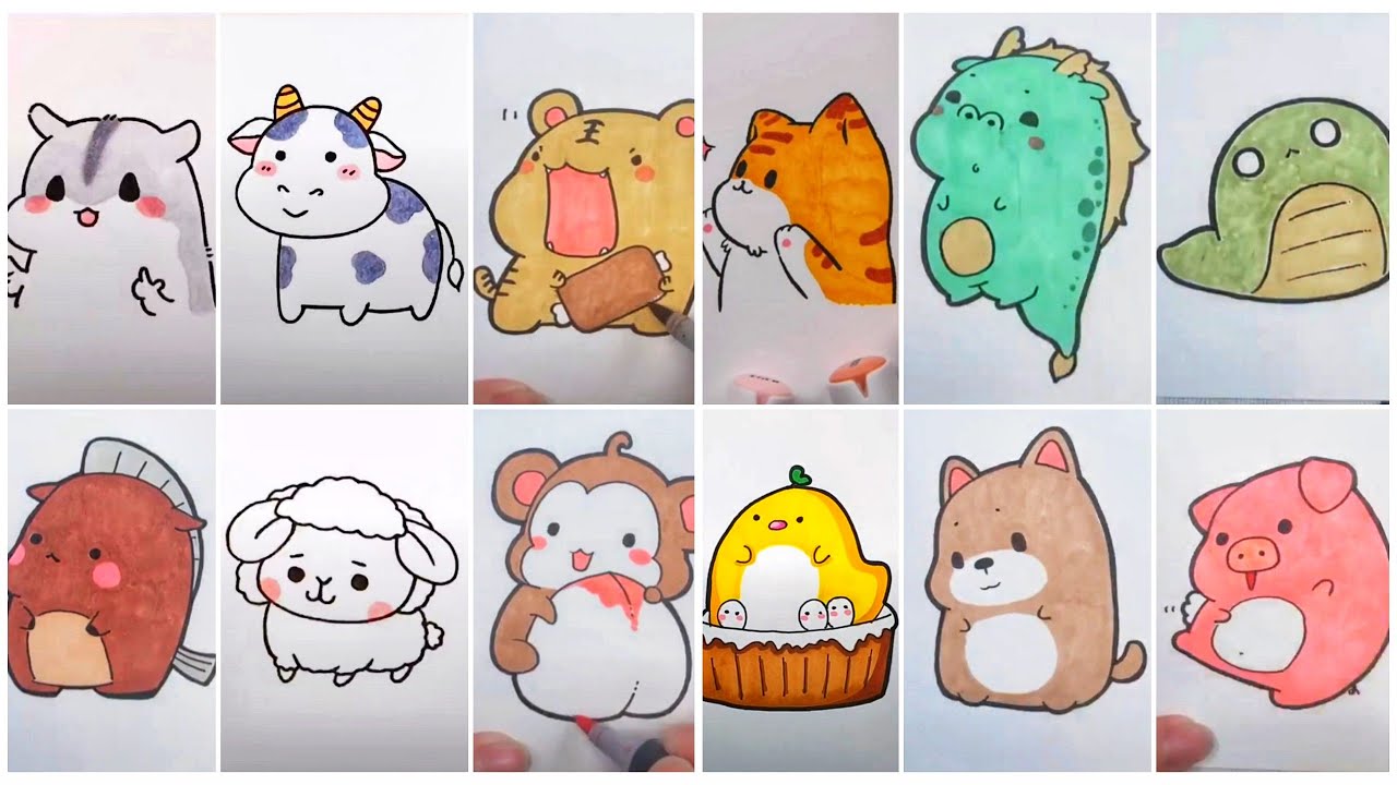 Vẽ hình 12 con giáp siêu cute năm 2024 | Bạn thuộc con giáp nào? - YouTube